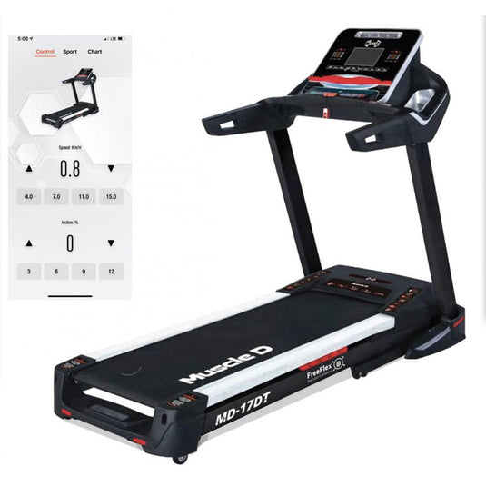 Muscle D Fitness - Light Commercial Treadmill - LED Display - Heart Rate Monitor - Cup Holder - Adjustable Speed and Incline
