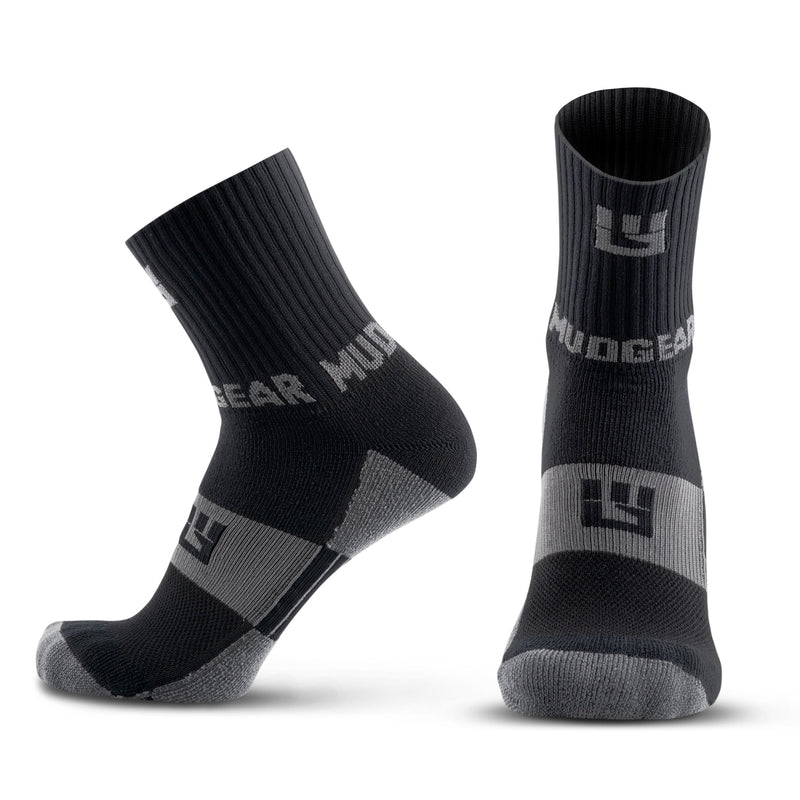 Load image into Gallery viewer, MudGear - 5" Crew Height Trail Running Sock (Black/Gray)