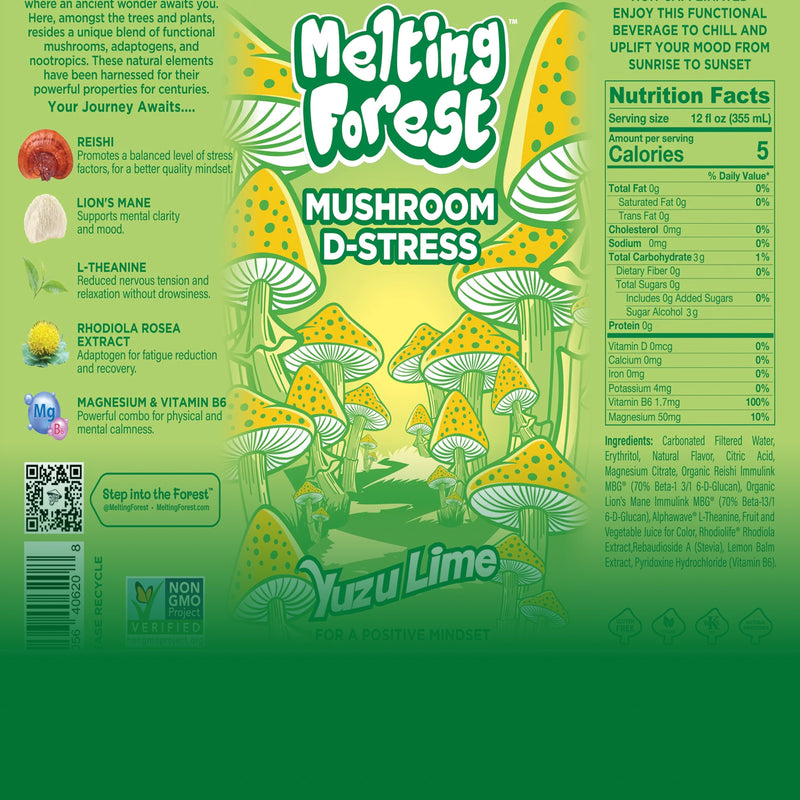 Load image into Gallery viewer, Melting Forest - Mushroom D-Stress Drink 12 Pack - Yuzu Lime