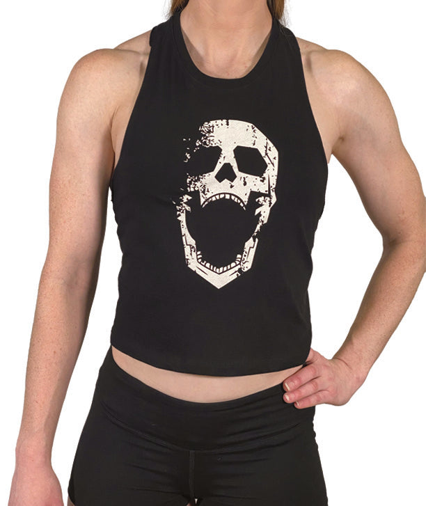 Load image into Gallery viewer, JerkFit - WOMEN'S DISTRESSED DEATH GRIPS CROP TANK