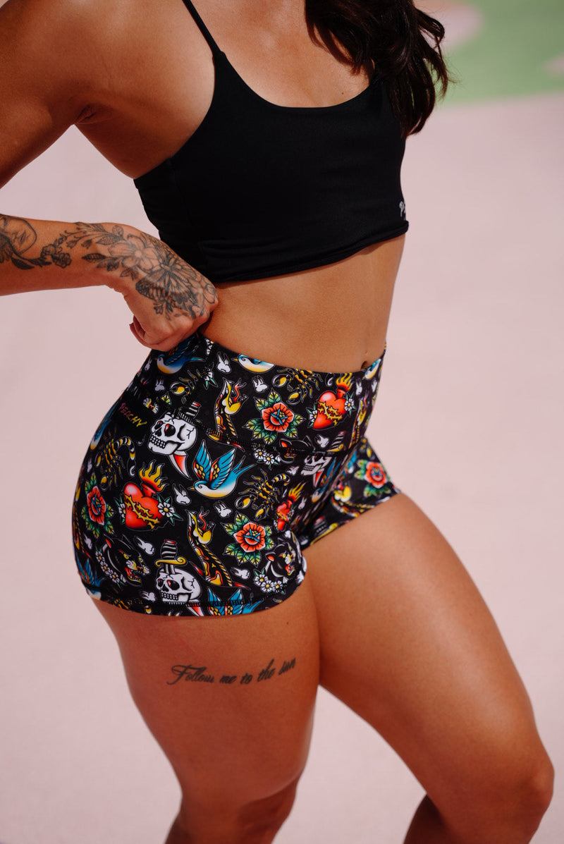 Load image into Gallery viewer, Peachy Athletic - Tatted & Torn Squat-Proof Gym Shorts - Unicorn Collection