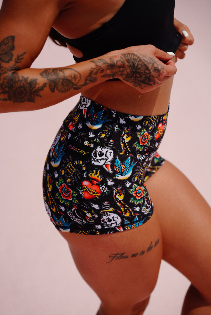 Load image into Gallery viewer, Peachy Athletic - Tatted & Torn Squat-Proof Gym Shorts - Unicorn Collection