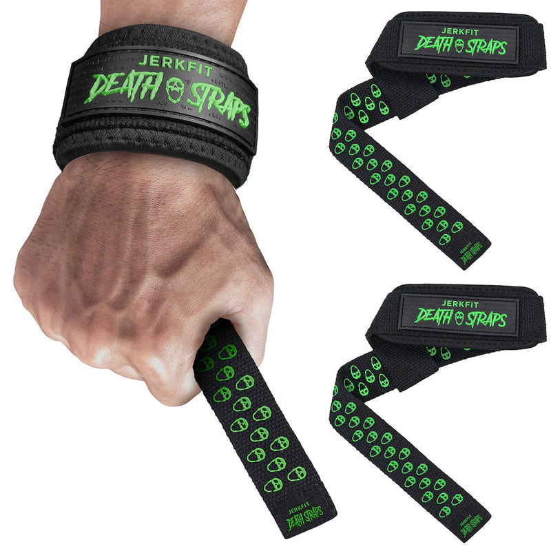 Load image into Gallery viewer, JerkFit - JerkFit Death Straps, Traditional Lifting Straps with Double Sided Skull-Grip