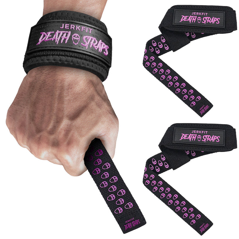 Load image into Gallery viewer, JerkFit - JerkFit Death Straps, Traditional Lifting Straps with Double Sided Skull-Grip