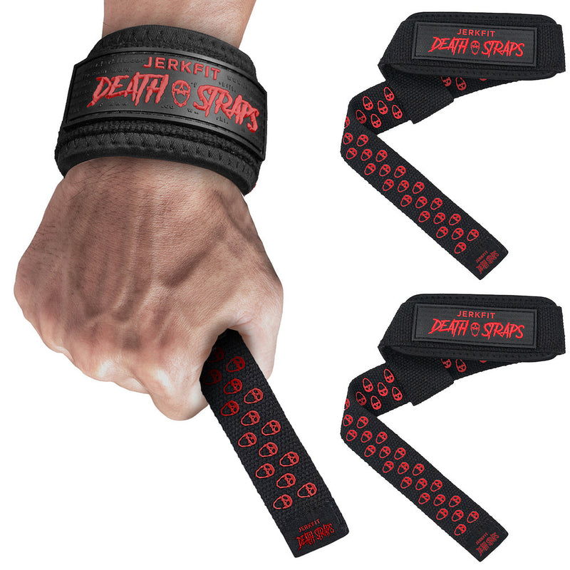 Load image into Gallery viewer, JerkFit - JerkFit Death Straps, Traditional Lifting Straps with Double Sided Skull-Grip