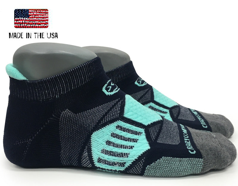 Load image into Gallery viewer, Crazy Compression - Navy & Mint - Elite Running Socks