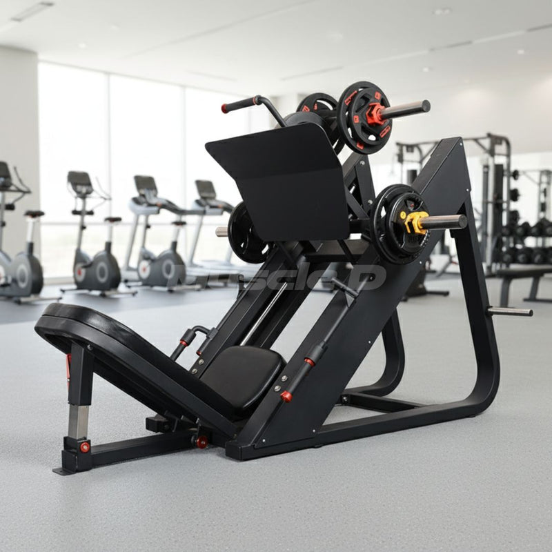 Load image into Gallery viewer, Muscle D Fitness - Excel Linear Leg Press - Plate Load Leg Press - Adjustable Back Pad - Plate Storge Pegs
