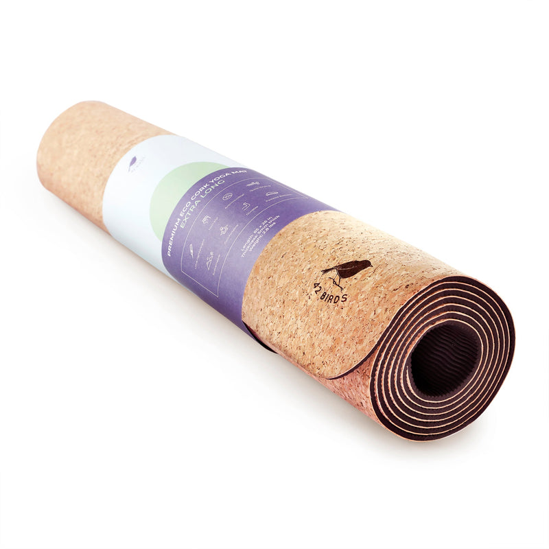 Load image into Gallery viewer, 42 Birds - Extra long cork lightweight yoga mat "The Robin"