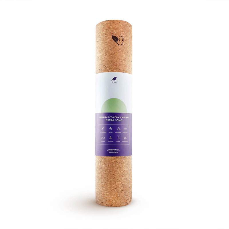Load image into Gallery viewer, 42 Birds - Extra long cork lightweight yoga mat "The Robin"