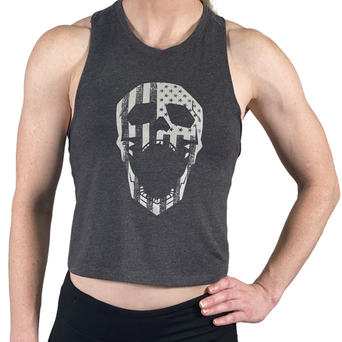 Load image into Gallery viewer, JerkFit - WOMEN'S DEATH GRIPS FLAG CROP TANK