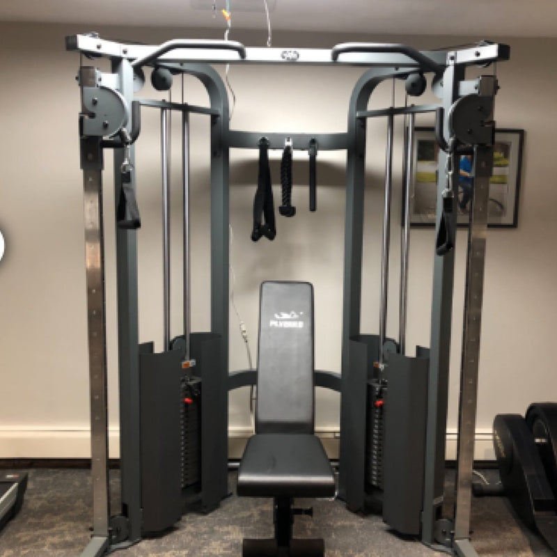 Load image into Gallery viewer, XMARK - Functional Trainer Cable Machine with 200 lb Weight Stacks and Adjustable Weight Bench