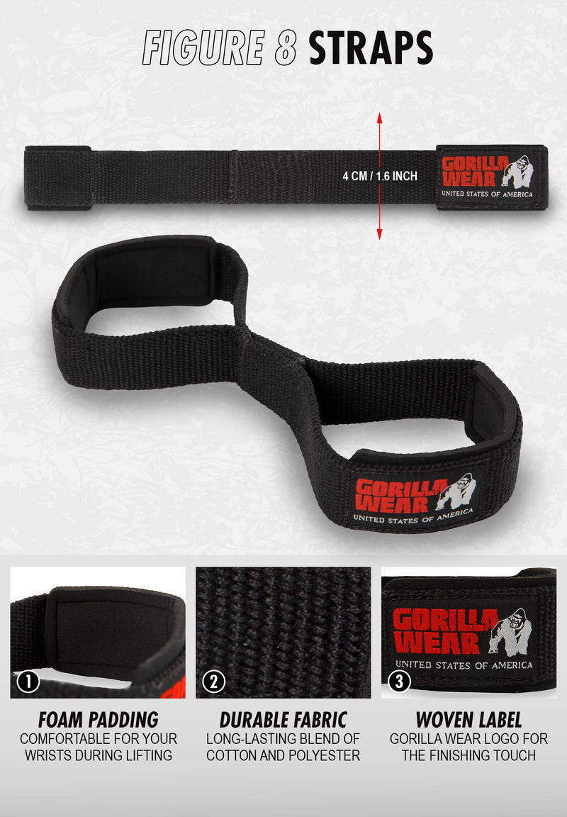 Load image into Gallery viewer, Gorilla Wear - Figure 8 Lifting Straps - Black