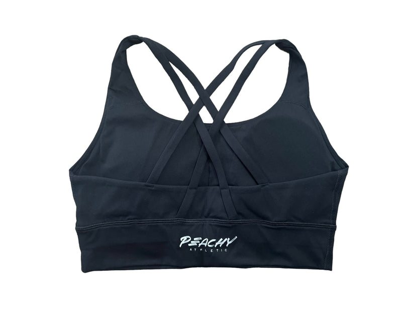Load image into Gallery viewer, Peachy Athletic - Emerald Longline Sports Bra (High Support) - Black