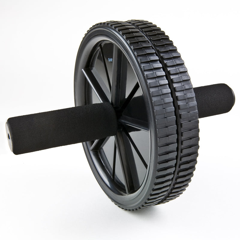 Load image into Gallery viewer, Black exercise wheel on a white background