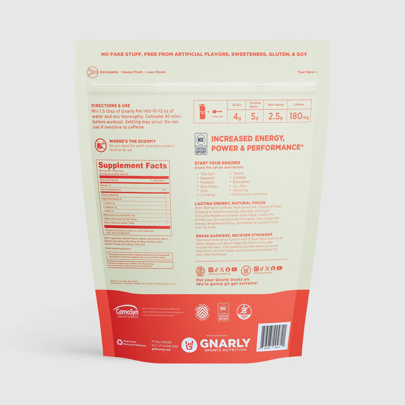 Load image into Gallery viewer, Gnarly Pre-Workout Strawberry Lemonade - Back Label