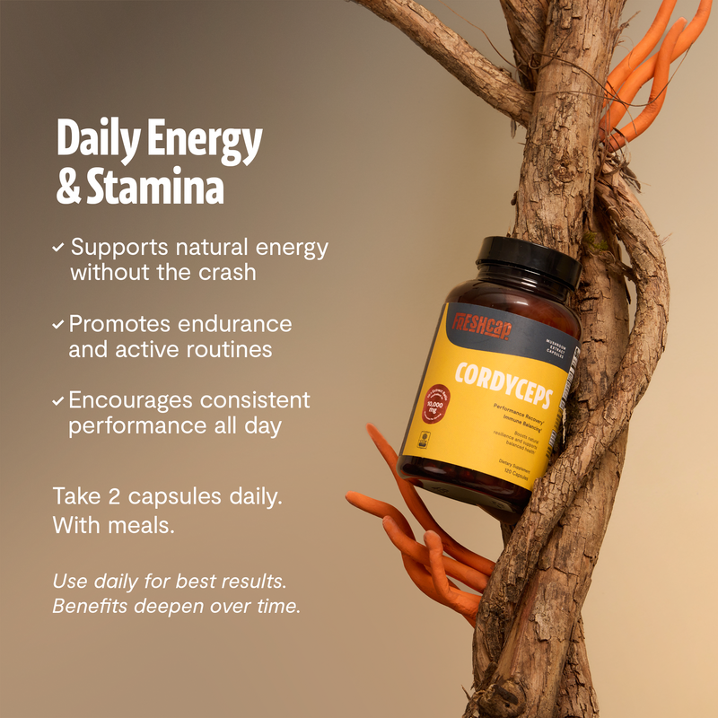 Load image into Gallery viewer, FreshCap Mushrooms - Organic Cordyceps Mushroom Supplement Capsules