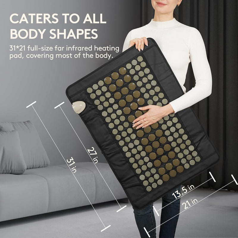 Load image into Gallery viewer, iReliev - Far Infrared Natural Jade and Tourmaline Heating Pad, 31" x 21"