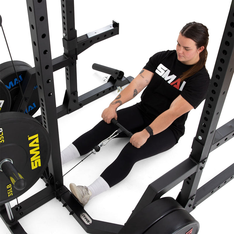 Load image into Gallery viewer, SMAI - Half Power Rack With Cable Machine Lateral Pull Down / Rower