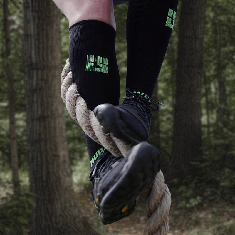 Load image into Gallery viewer, MudGear - Tall Compression Socks (Black/Green)