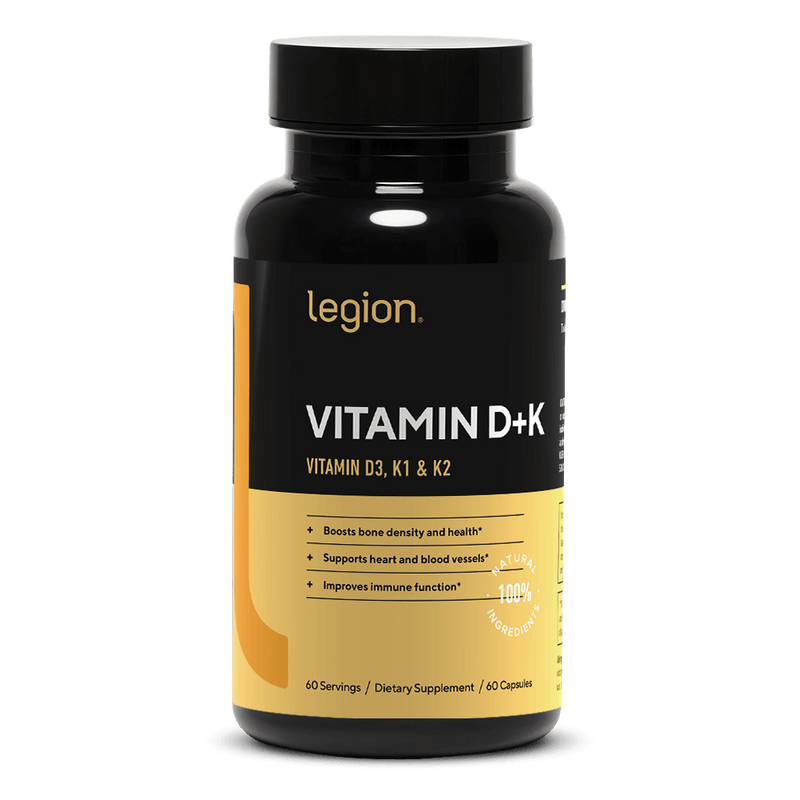 Load image into Gallery viewer, Legion Athletics Vitamin D+K - Vitamin D3 2,000 IU plus Vitamin K1 and K2 (MK-7) for bone, cardiovascular, and immune health