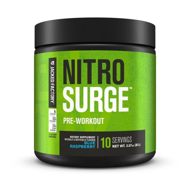 Load image into Gallery viewer, Jacked Factory - Nitrosurge Pre-Workout Powder - Blue Raspberry / 10 Servings