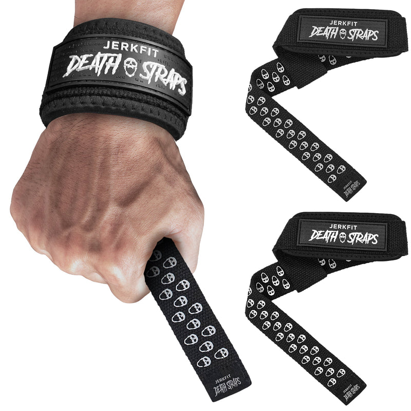 Load image into Gallery viewer, JerkFit - JerkFit Death Straps, Traditional Lifting Straps with Double Sided Skull-Grip
