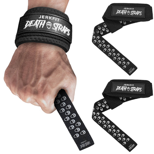 JerkFit - JerkFit Death Straps, Traditional Lifting Straps with Double Sided Skull-Grip