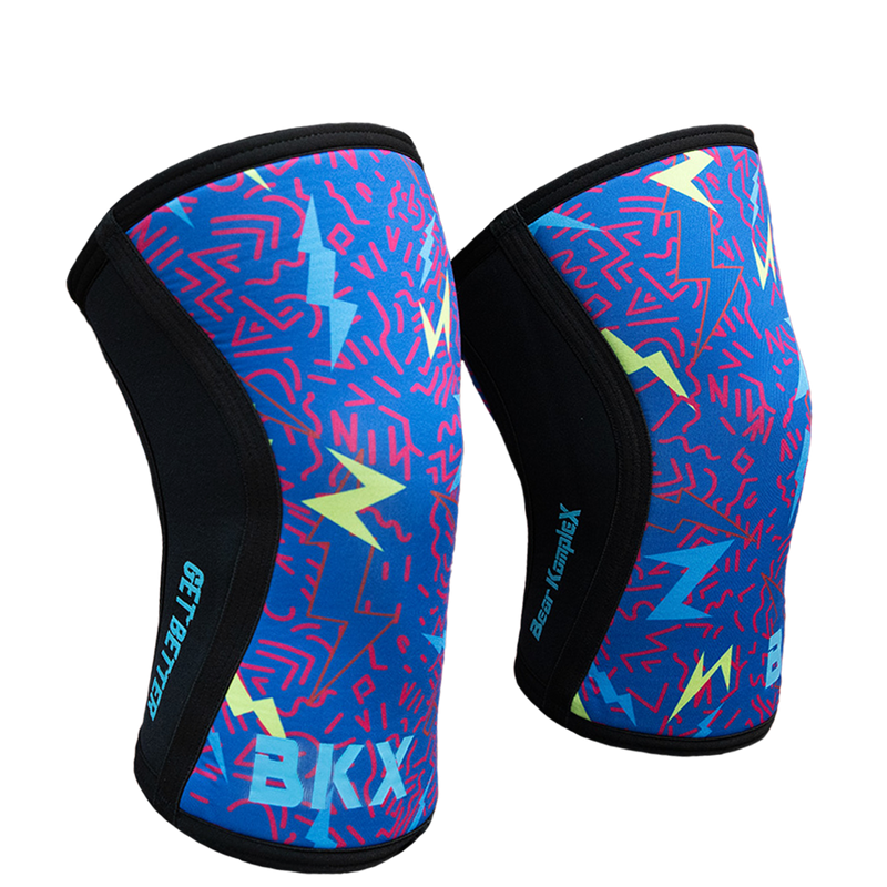 Load image into Gallery viewer, Bear KompleX - Knee Sleeves - Lightning with REVERSIBLE Blue
