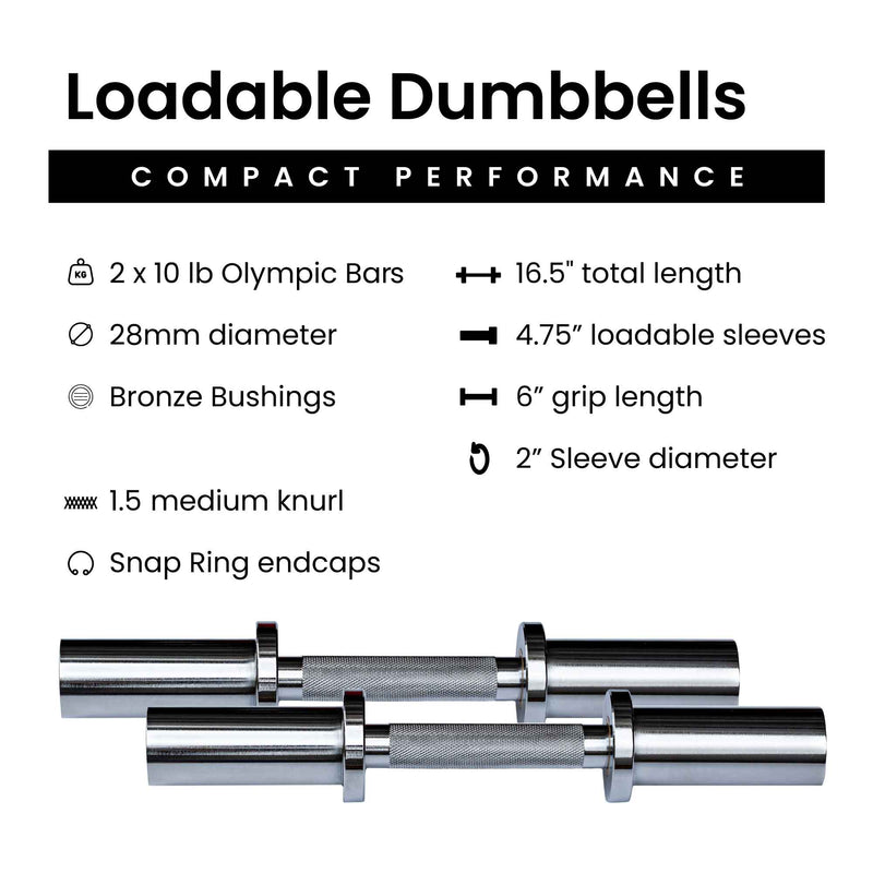 Load image into Gallery viewer, Barbell Standard - Loadable Dumbbell Bars - Pair