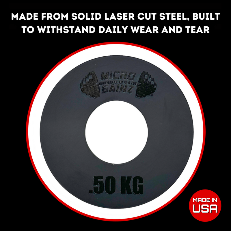 Load image into Gallery viewer, Micro Gainz - Olympic Size Kilogram Fractional Steel Weight Plates .50KG Plates: Set of 2