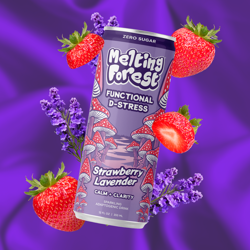 Load image into Gallery viewer, Melting Forest - Mushroom D-Stress Drink 12 Pack - Strawberry Lavender