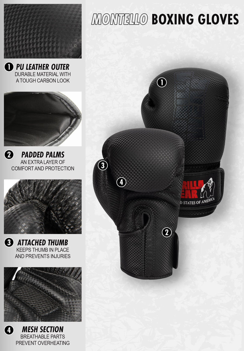 Load image into Gallery viewer, Gorilla Wear - Montello Boxing Gloves - Black