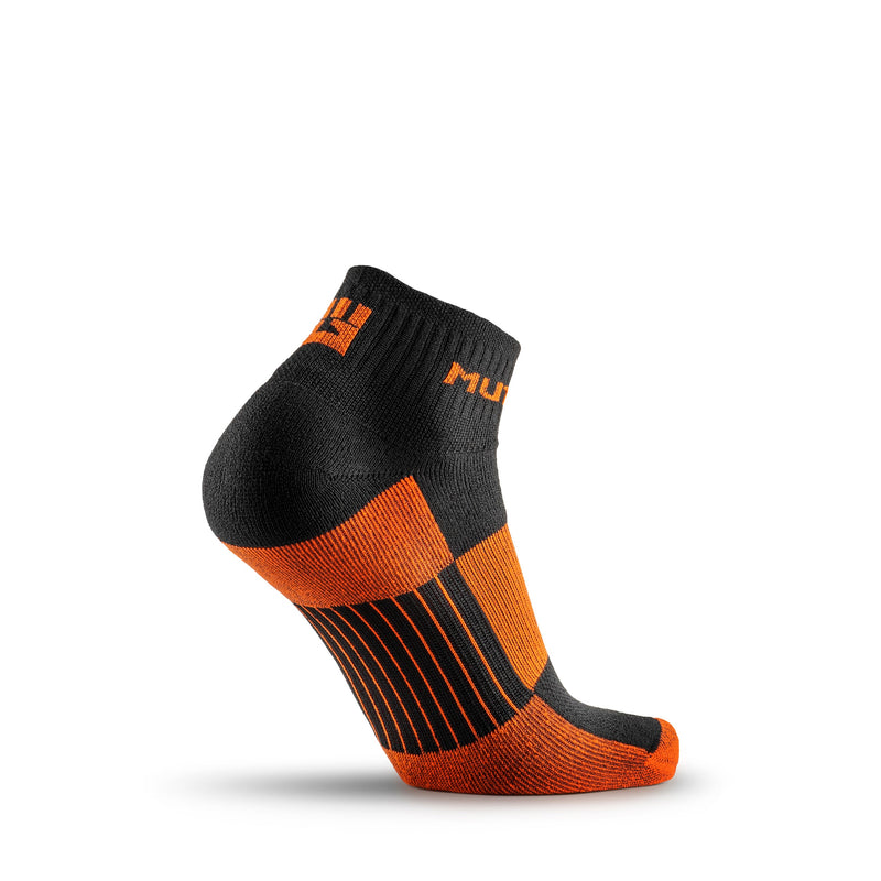 Load image into Gallery viewer, MudGear - Quarter Crew Trail Socks (Black/Orange, 2-Pair Pack)