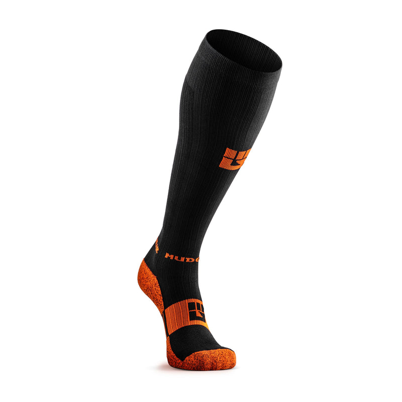 Load image into Gallery viewer, MudGear - Tall Compression Socks (Black/Orange)