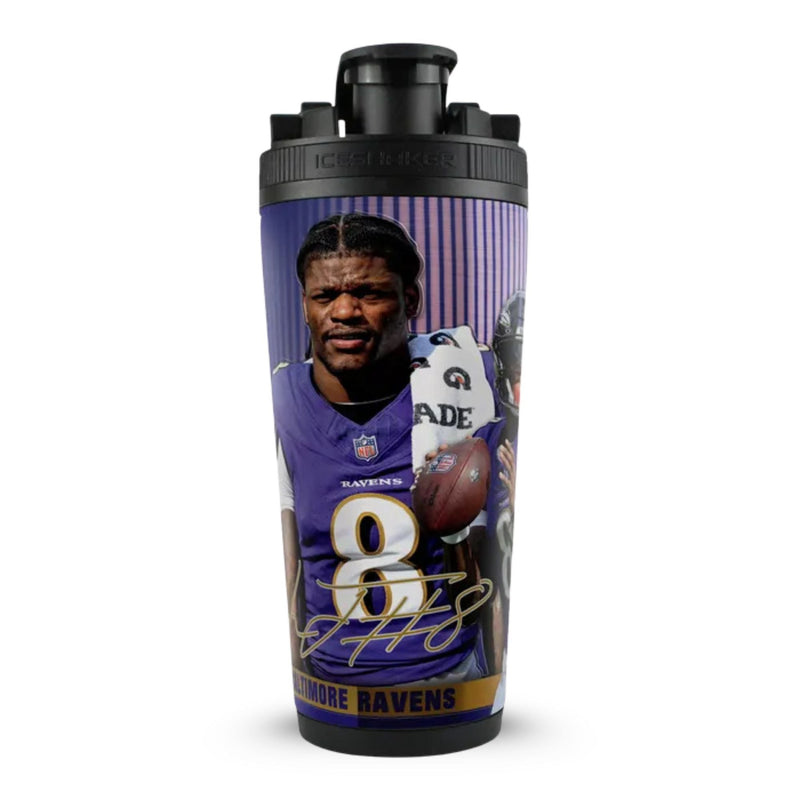 Load image into Gallery viewer, Ice Shaker - Lamar Jackson Baltimore Ravens 4D 26oz Ice Shaker