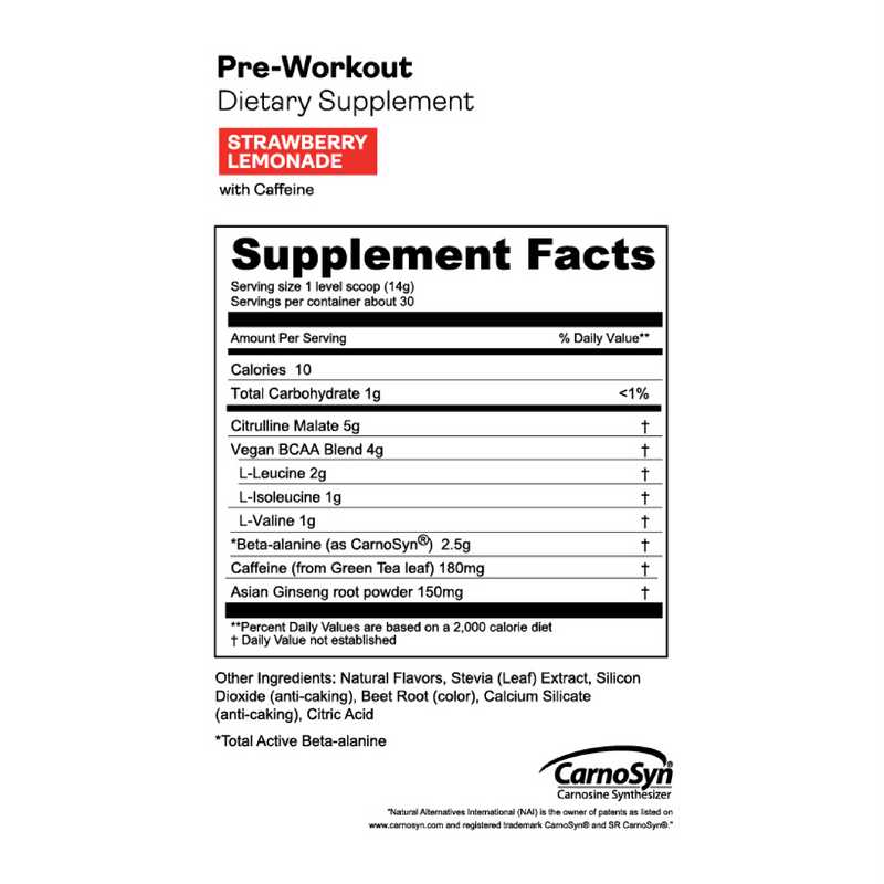 Load image into Gallery viewer, Gnarly Pre-Workout Strawberry Lemonade Caffeinated - Nutrition Facts Panel