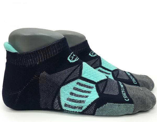Load image into Gallery viewer, Crazy Compression - Navy & Mint - Elite Running Socks