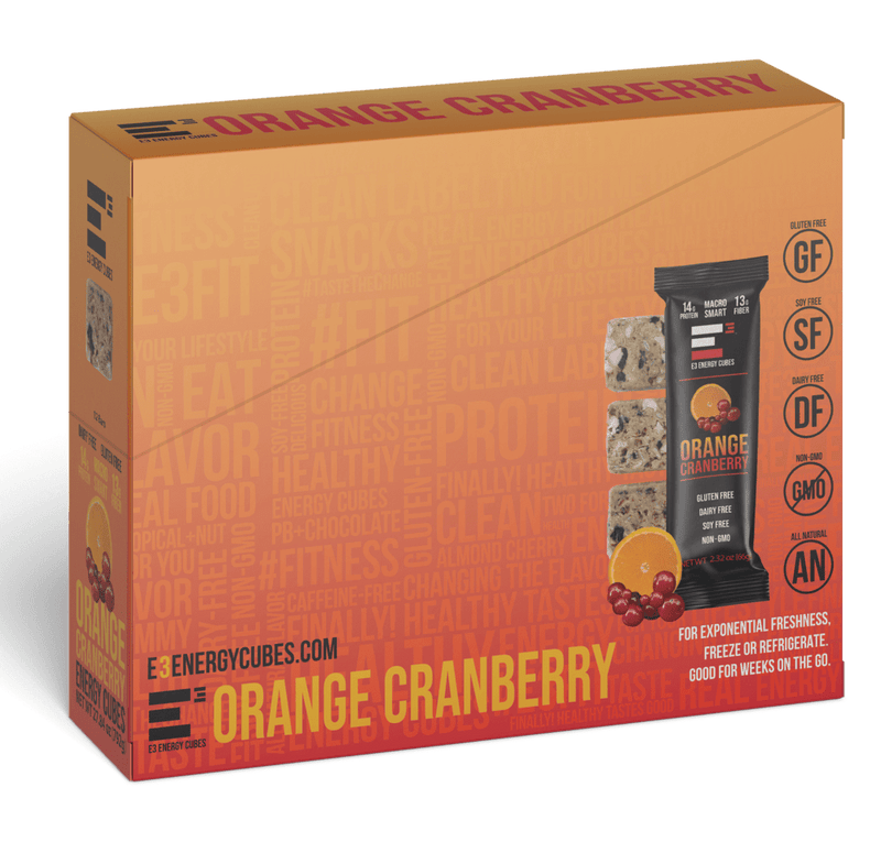 Load image into Gallery viewer, E3 Energy Cubes - Orange Cranberry Protein Bars (12 bars)