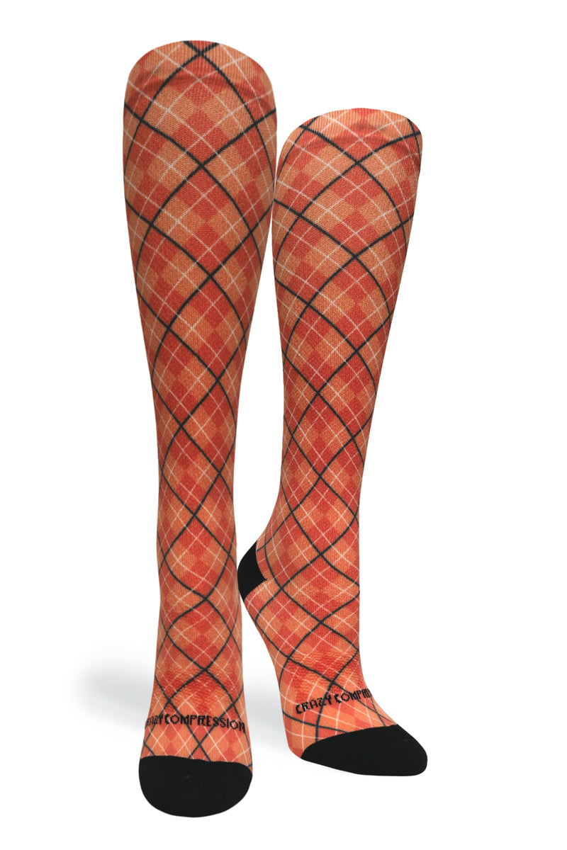 Load image into Gallery viewer, Crazy Compression - Orange Plaid - (Standard & Extra Wide)