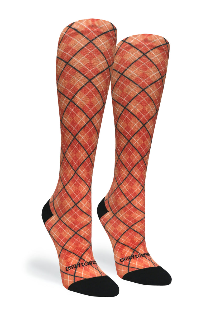 Load image into Gallery viewer, Crazy Compression - Orange Plaid - (Standard & Extra Wide)