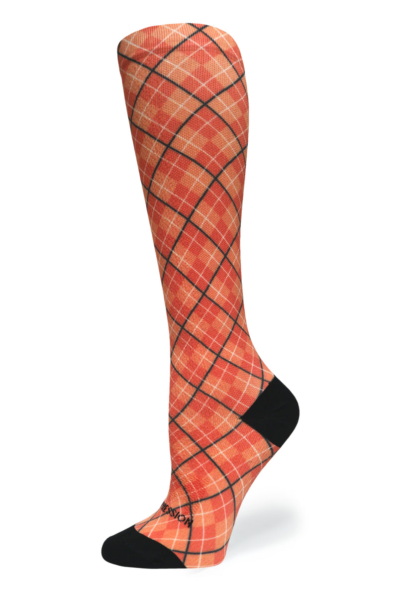 Load image into Gallery viewer, Crazy Compression - Orange Plaid - (Standard & Extra Wide)