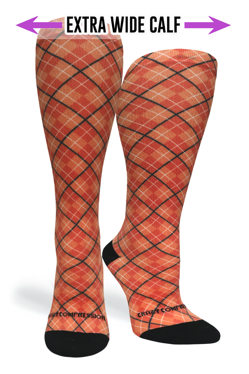 Load image into Gallery viewer, Crazy Compression - Orange Plaid - (Standard & Extra Wide)