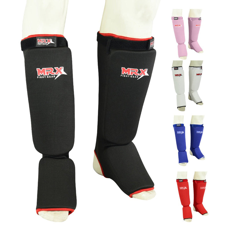 Load image into Gallery viewer, MRX - BOXING & FITNESS Muay Thai Shin Guards Kick Boxing Leg & Foot Protector Pad MMA Shin Guard Extra Padding for Men or Women