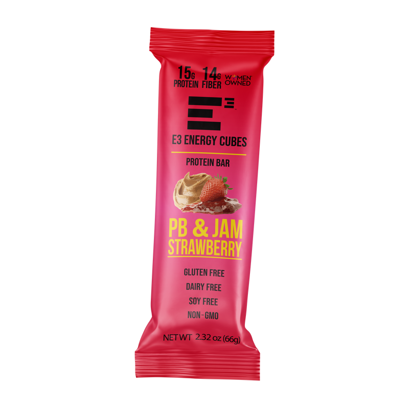 Load image into Gallery viewer, E3 Energy Cubes - PB & Jam Strawberry Protein Bars (12 bars)