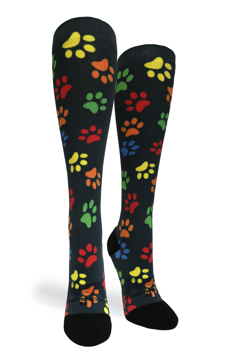 Load image into Gallery viewer, Crazy Compression - Paw Prints Black - (Standard & Extra Wide)