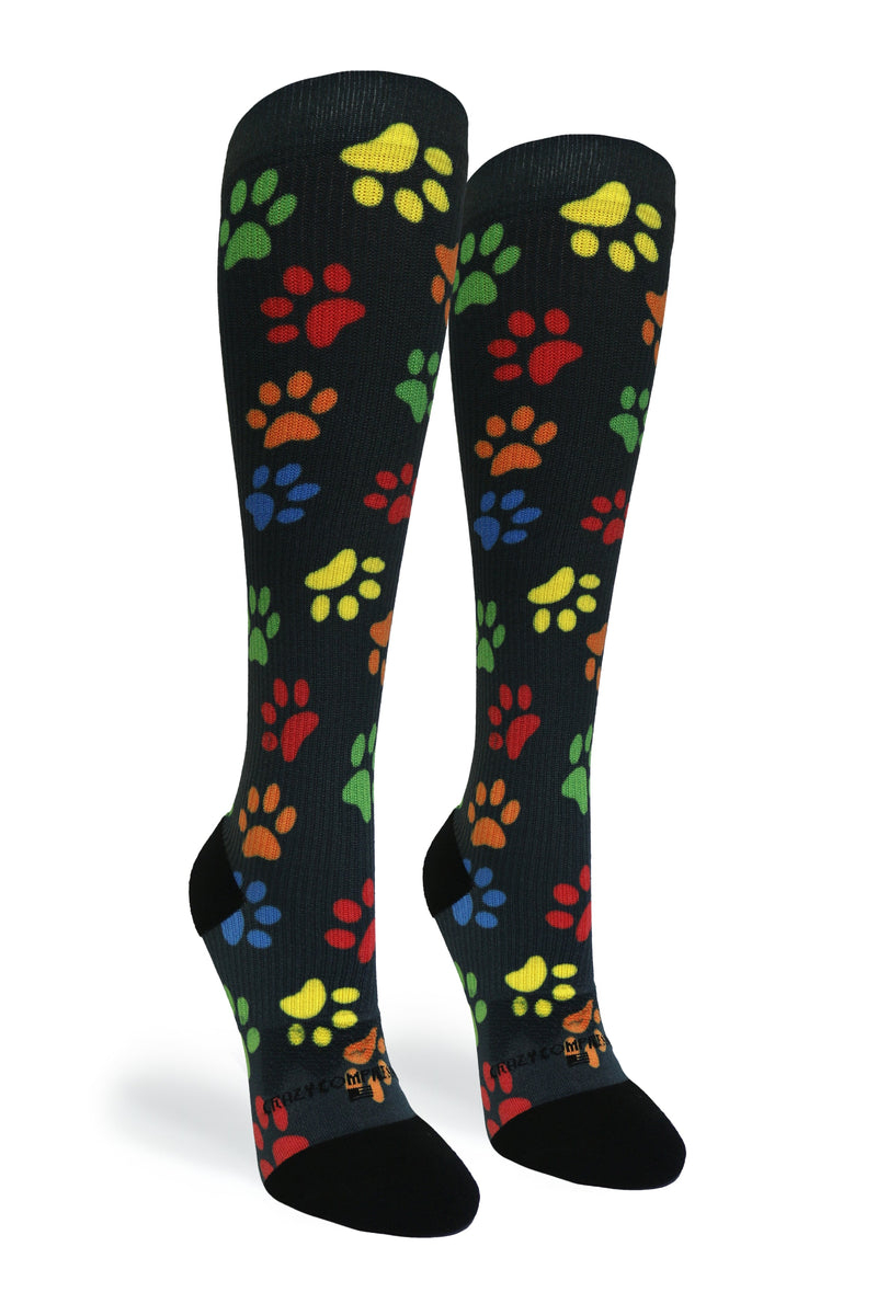 Load image into Gallery viewer, Crazy Compression - Paw Prints Black - (Standard & Extra Wide)
