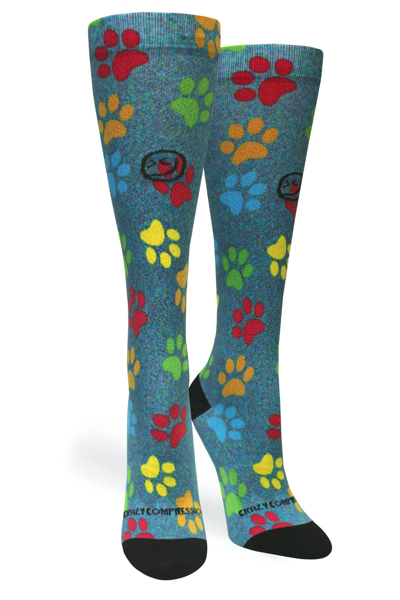 Load image into Gallery viewer, Crazy Compression - Paw Prints Station Blue - (Standard & Extra Wide)