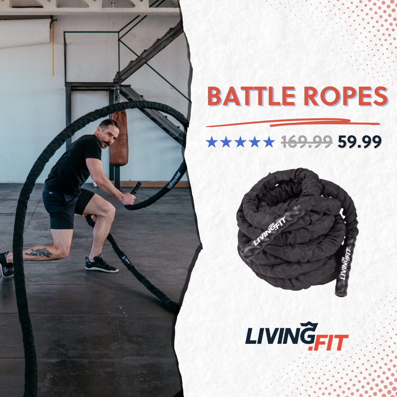 Load image into Gallery viewer, Living.Fit - Battle Ropes - Canvas Covered - 1.5 Inch Diameter