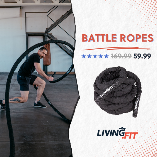 Living.Fit - Battle Ropes - Canvas Covered - 1.5 Inch Diameter