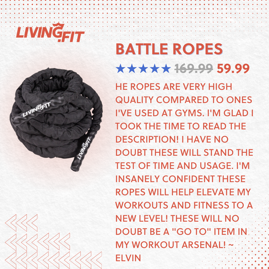 Living.Fit - Battle Ropes - Canvas Covered - 1.5 Inch Diameter